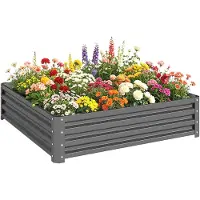 Outsunny Tuinbed Gegalvaniseerd staal 120L x 120B x 30H cm Lichtgrijs
