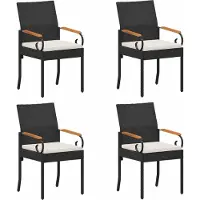 vidaXL Tuinstoelen 4 st Zwart en Crème Wit Poly Rattan en Acacia