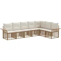 vidaXL Buiten bank set 7 st Natuurlijk en Crème Wit Polyester
