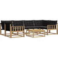 vidaXL Buiten bank set 7 st Wit en zwart