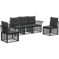 vidaXL Buiten bank set 5 st Zwart en Donker Grijs Polyester