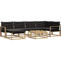 vidaXL Buiten bank set 7 st Wit en zwart Massief Acacia Hout