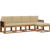 vidaXL Buiten bank set 5 st Natuurlijk en Beige Polyester