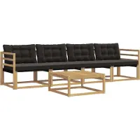 vidaXL Buiten bank set 5 st Wit en zwart