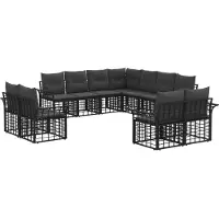 vidaXL Buiten bank set 11 pcs Zwart en Donker Grijs Polyester