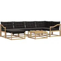 vidaXL Buiten bank set 7 st Wit en zwart Massief Acacia Hout