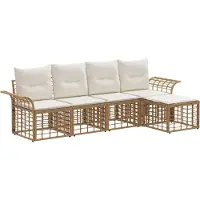 vidaXL Buiten bank set 5 st Natuurlijk en Crème Wit Polyester