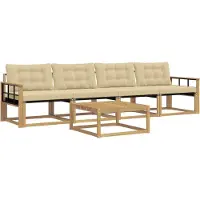 vidaXL Buiten bank set 5 st Wit en Beige