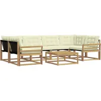 vidaXL Buiten bank set 7 st Wit en crèmekleurig