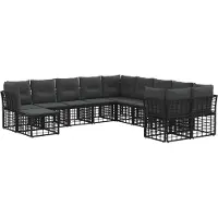 vidaXL Buiten bank set 11 st Zwart en Donker Grijs Polyester