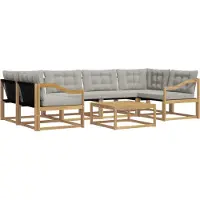 vidaXL Buiten bank set 7 st Wit en Lichtgrijs