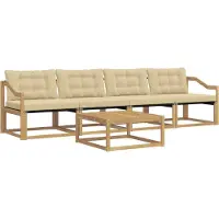 vidaXL Buiten bank set 5 st Wit en Beige