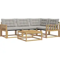 vidaXL Buiten bank set 5 st Wit en Lichtgrijs