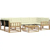 vidaXL Buiten bank set 7 st Wit en crèmekleurig