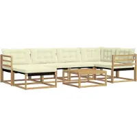 vidaXL Buiten bank set 7 st Wit en crèmekleurig Massief Acacia Hout