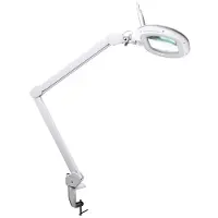 Velleman Ledloeplamp met klem, zwenkarm, aan/uit-schakelaar en dimfunctie, 60 leds, vergroting 2.25x, voor kinderen, volwassenen, senioren, lezen, diamond painting, hobby, werken, wit