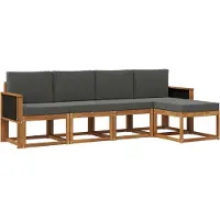 vidaXL Buiten bank set 5 st Natuurlijk en Antraciet Polyester