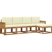 vidaXL Buiten bank set 5 st Natuurlijk en Crème Polyester