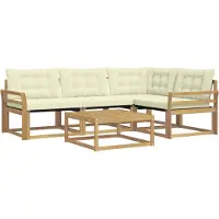 vidaXL Buiten bank set 5 st Wit en crèmekleurig