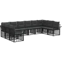 vidaXL Buiten bank set 10 st Zwart en Donker Grijs Polyester