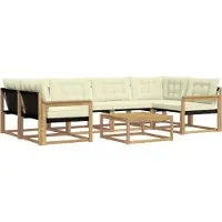 vidaXL Buiten bank set 7 st Wit en crèmekleurig