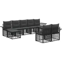 vidaXL Buiten bank set 9 st Zwart en Donker Grijs Polyester