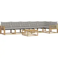 vidaXL Buiten bank set 7 st Wit en Lichtgrijs