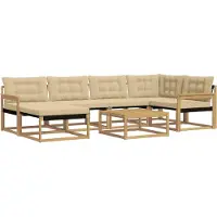 vidaXL Buiten bank set 7 st Wit en Beige Massief Acacia Hout