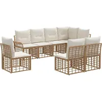 vidaXL Buiten bank set 8 st Natuurlijk en Crème Wit Polyester