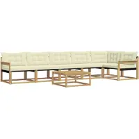 vidaXL Buiten bank set 7 pcs Wit en crèmekleurig 79 x 79 x 37 cm