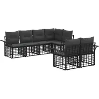 vidaXL Buiten bank set 7 pcs Zwart en Donker Grijs Polyester