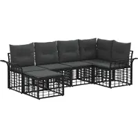 vidaXL Buiten bank set 6 st Zwart en Donker Grijs Polyester