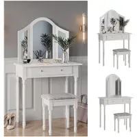Vicco Kate Kaptafel set met kruk – 80 cm met kruk Wit