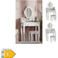 Vicco Maggie Kaptafel set met kruk – 75 cm met LED-verlichting en kruk Wit