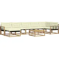 vidaXL Buiten bank set 8 st Wit en crèmekleurig Massief Acacia Hout