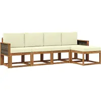 vidaXL Buiten bank set 5 st Natuurlijk en Crème Polyester
