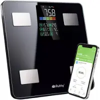 Ruhhy Slimme analyse personenweegschaal zwart 226 kg met LCD-display en Feelfit app