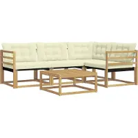 vidaXL Buiten bank set 5 st Wit en crèmekleurig