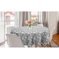 Abakuhaus winterronde tafelkleed, Abstracte bosvogels, cirkelvormige tafelkleedhoes voor eetkamerkeukendecoratie, 150 cm, zwart-wit