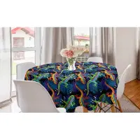 Abakuhaus Gecko ronde tafelkleed, cirkelvormige tafelkleedhoes voor eetkamerkeukendecoratie, 150 cm, blauw meerkleurig