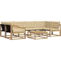 vidaXL Buiten bank set 7 st Wit en Beige