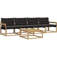vidaXL Buiten bank set 5 st Wit en zwart