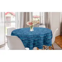Abakuhaus Vis Ronde Tafelkleed, Cirkelvormige Tafelkleed Hoes voor eetkamerkeukendecoratie, 150 cm, Blauw Lichtblauw Wit