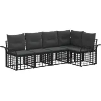 vidaXL Buiten bank set 5 st Zwart en Donker Grijs Polyester