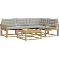 vidaXL Buiten bank set 5 pcs Wit en Lichtgrijs 79 x 79 x 37 cm