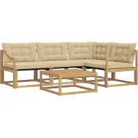 vidaXL Buiten bank set 5 st Wit en Beige