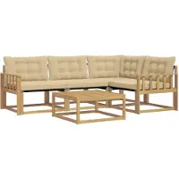 vidaXL Buiten bank set 5 st Wit en Beige