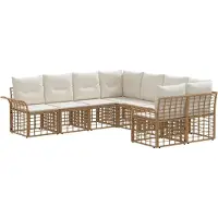 vidaXL Buiten bank set 8 st Natuurlijk en Crème Wit Polyester