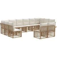 vidaXL Buiten bank set 12 st Natuurlijk en Crème Wit Polyester