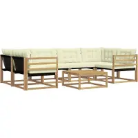 vidaXL Buiten bank set 7 st Wit en crèmekleurig